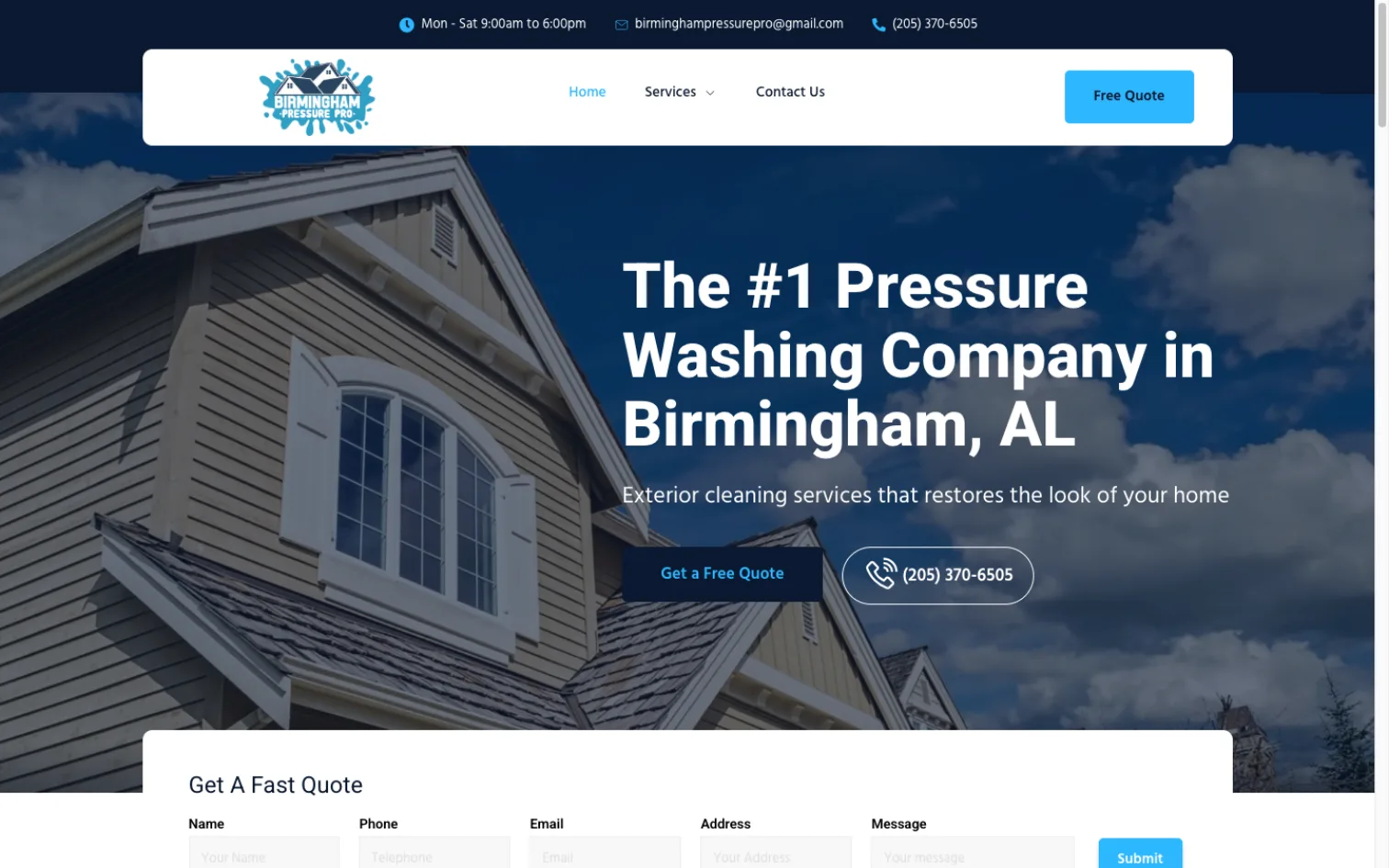 Birmingham Pressure Pro website by Phaseable