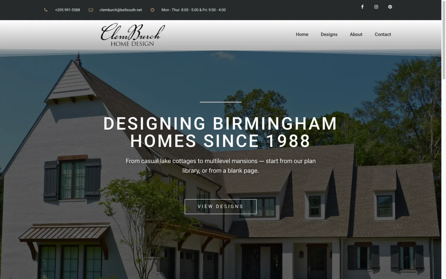 Clem Burch Home Design website by Phaseable